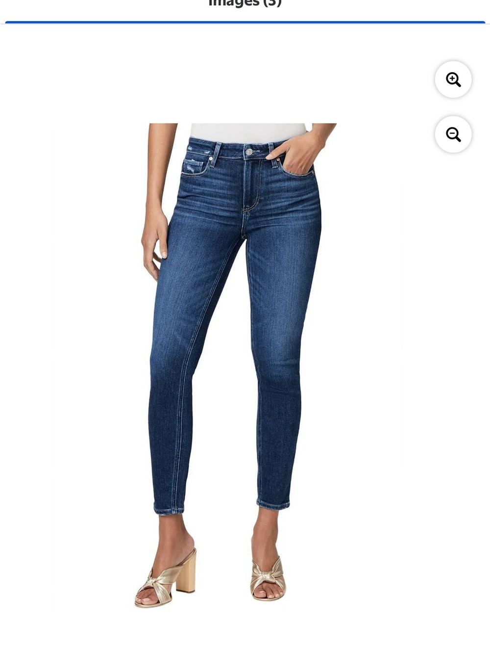 PAIGE Dark Blue Cropped High-Rise Skinny Jeans